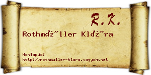 Rothmüller Klára névjegykártya